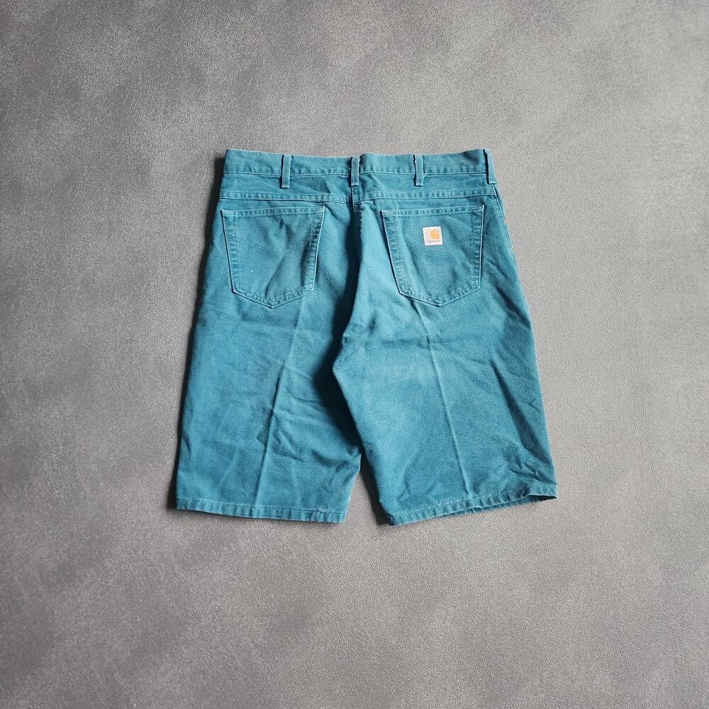 Vintage 90's Carhartt Teal Canvas Denim Shorts 38